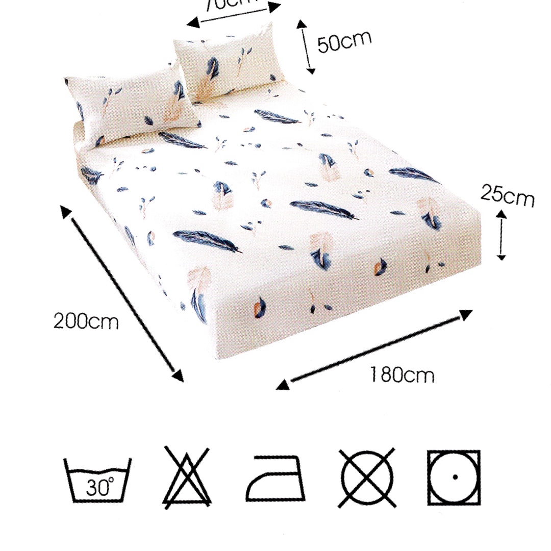 (OFERTA 3 la 199 Lei) Cearsaf cu Elastic Cocolino 180x200x25 cm – Set cu 2 Fete de Perna, Gros si Pufos, Calitate Premium pentru Confort si Eleganta, Crem, Pene - 1 | YEO