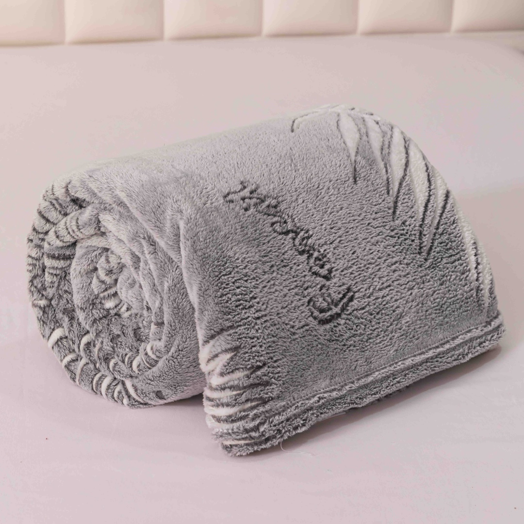 Patura Pufoasa CoCoLiNo, Jojo Home, 200x230cm, Gri, frunze - 3 | YEO