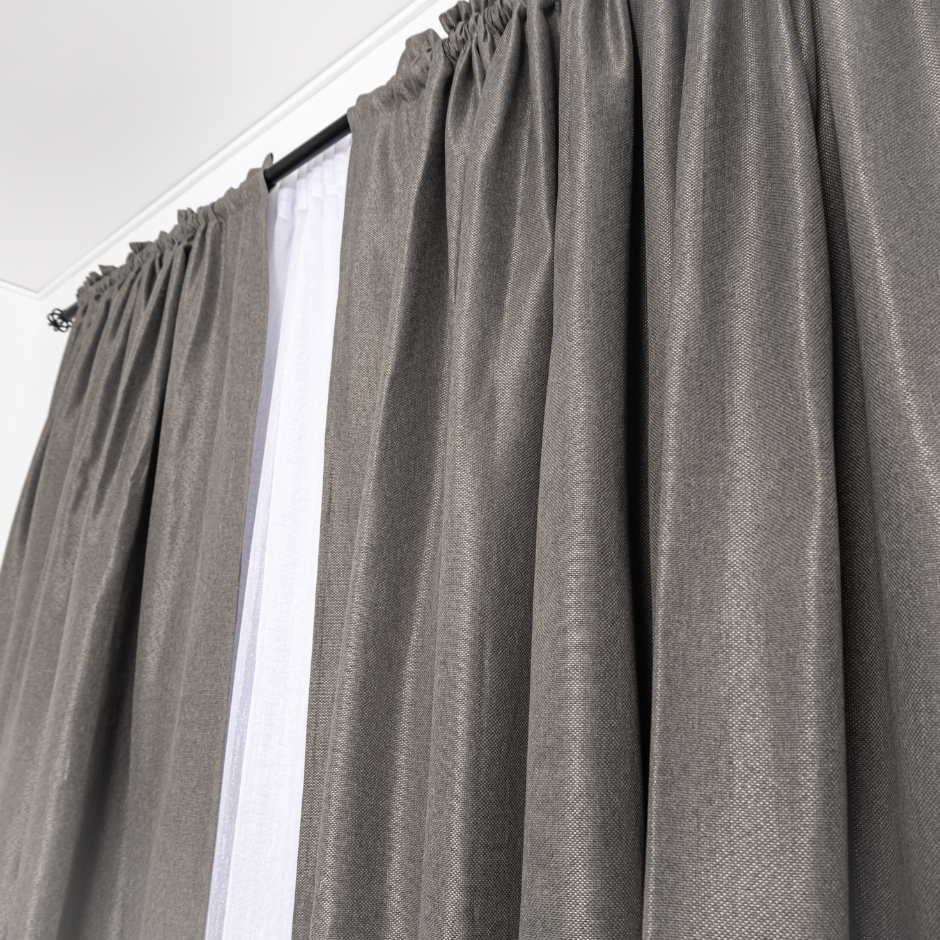 Set 2 draperii tip Bob de Orez , 250x230cm, cu tiv lat, Gri inchis - 4 | YEO