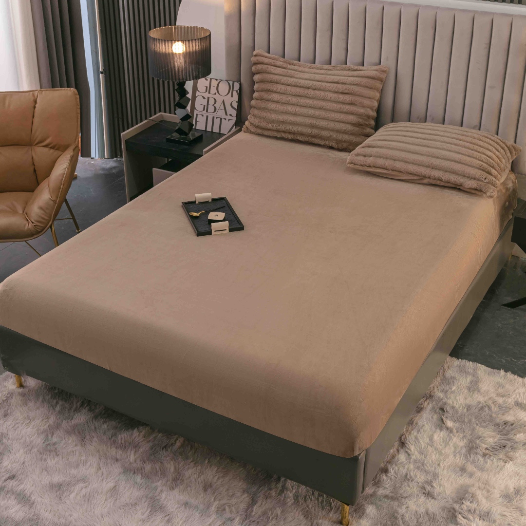 Lenjerie Deluxe, Jojo Home, 4 Piese, Blanita Shorthair si CoCoLiNo, cu Elastic Perimetral, Cafea - 4 | YEO