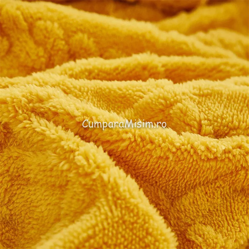 Cearsaf cu elastic COCOLINO, 180x200x25cm, 2 fete de perne, Jojo Home, model Tricotat, Galben - 4 | YEO