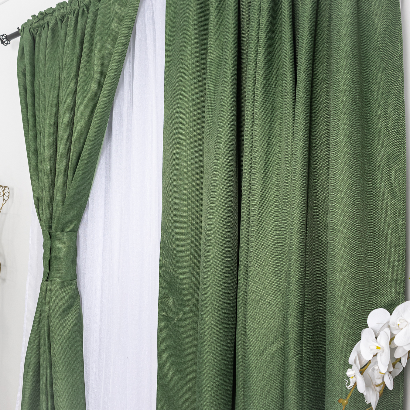 Draperie HoReCa TEXTURATA tip Bob de Orez, 140cm latime x 260cm inaltime, cu TIV LAT, Verde - 2 | YEO