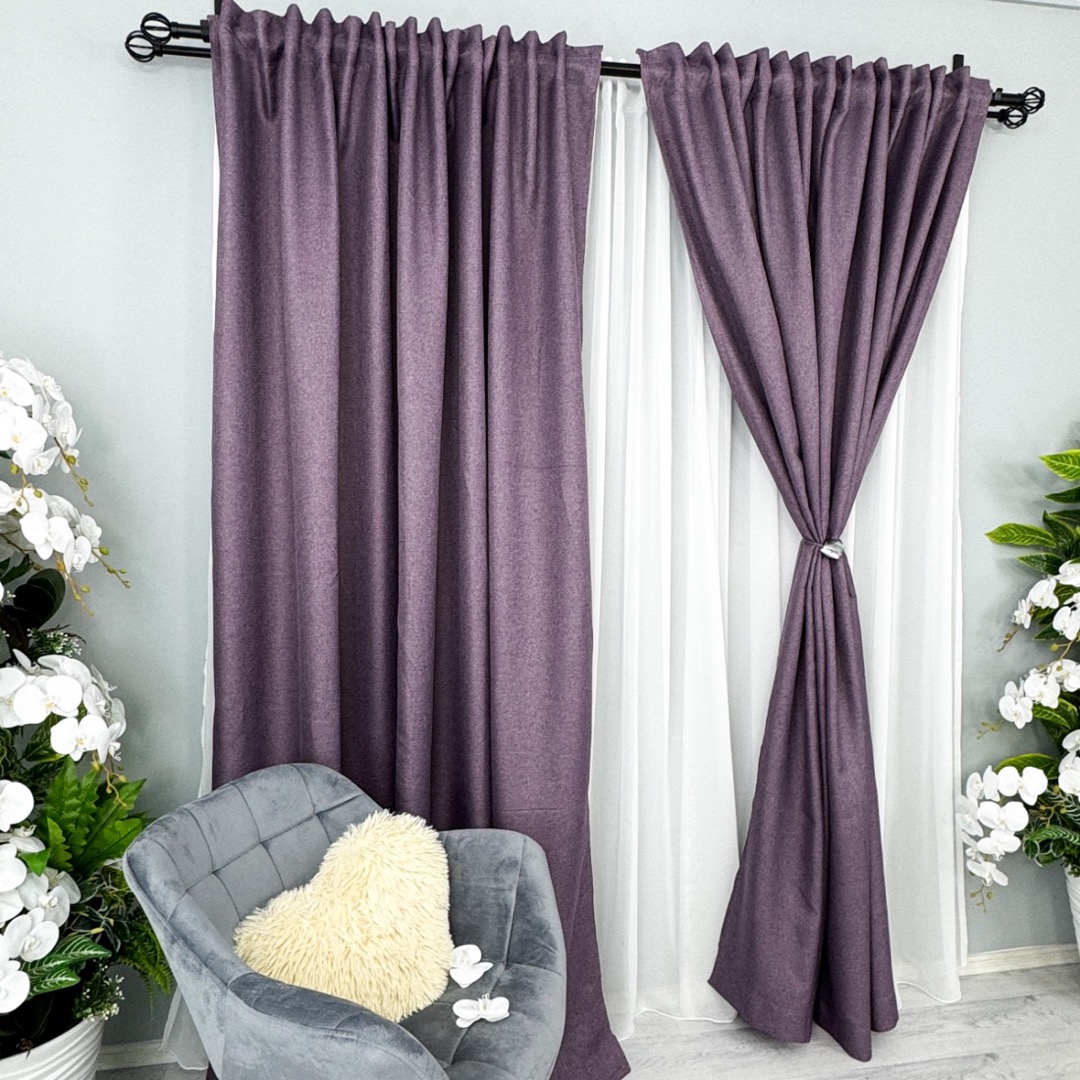 Draperie HoReCa TEXTURATA tip IN - LA COMANDA pe dimensiunile tale, Mov - 2 | YEO