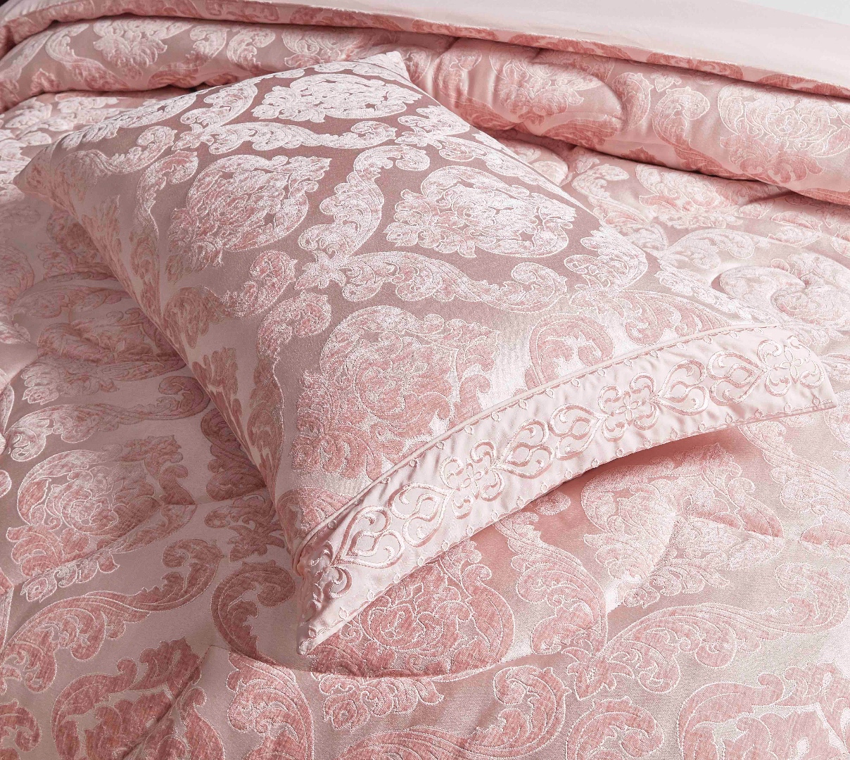 Set Cadou Luxury, Jojo Home, Jacquard Regal, 7 Piese, Cu Pilota Inclusa, Roz - 3 | YEO