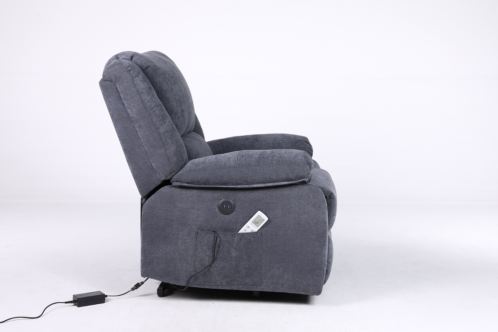 Poze Fotoliu Cu Masaj Si Incalzire, Recliner Electric, Gri Inchis cumparamisim.ro