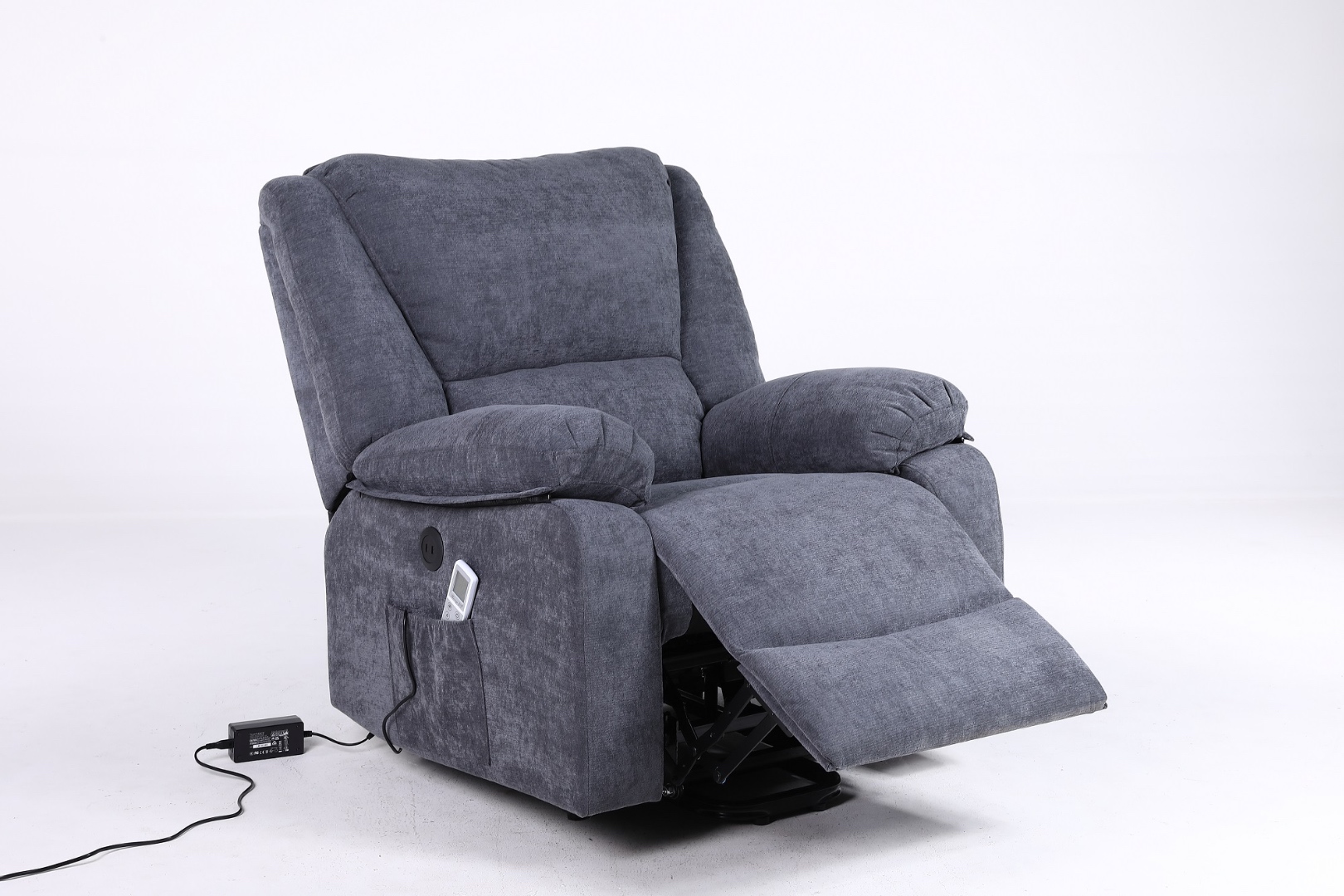 Poze Fotoliu Cu Masaj Si Incalzire, Recliner Electric, Gri Inchis cumparamisim.ro