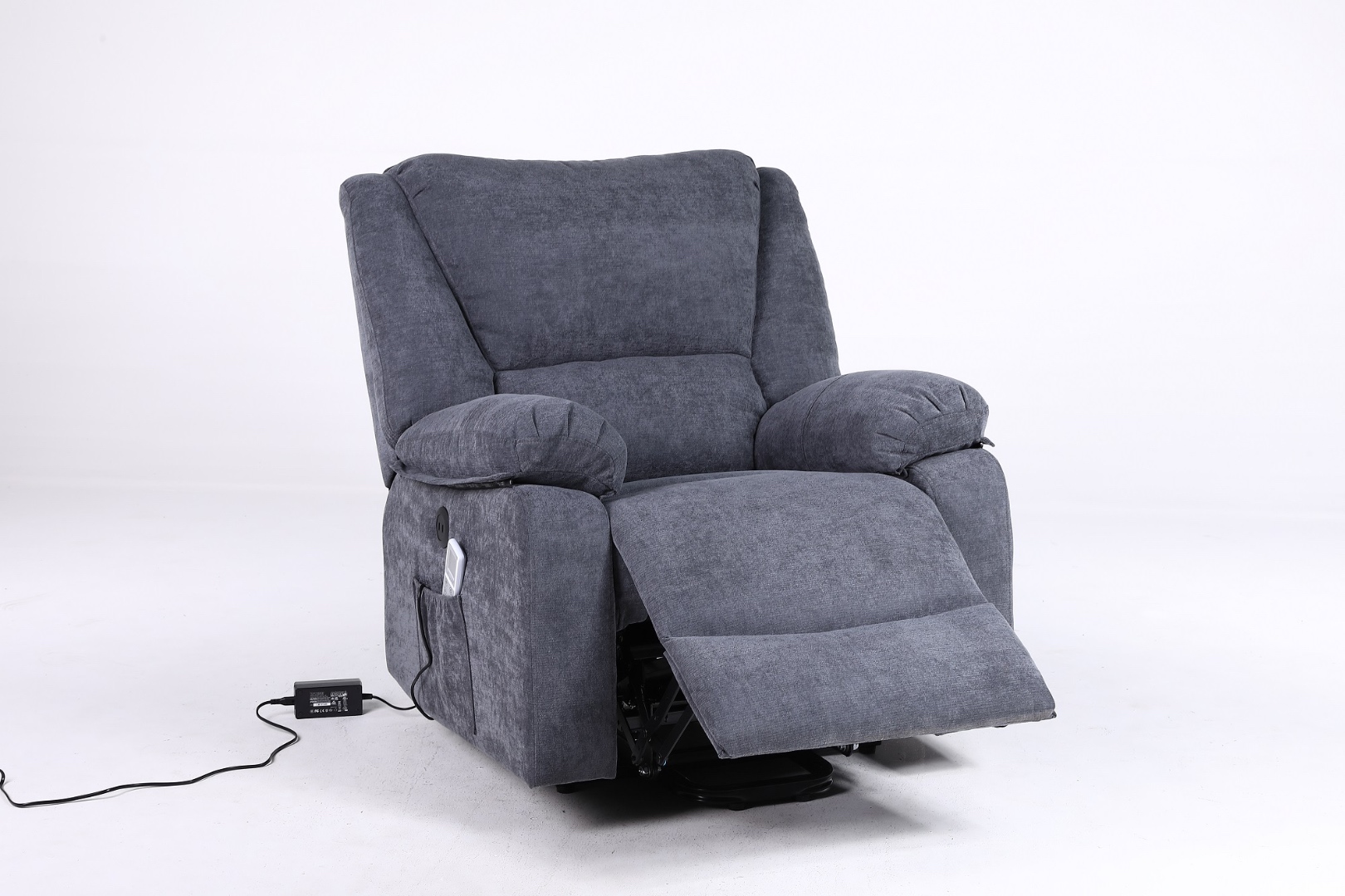 Poze Fotoliu Cu Masaj Si Incalzire, Recliner Electric, Gri Inchis cumparamisim.ro