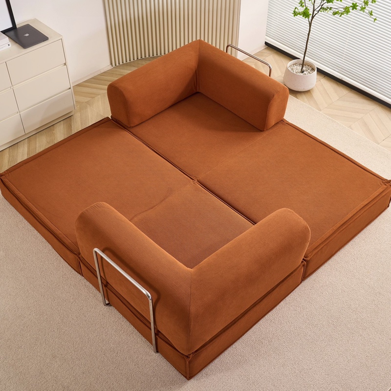 Canapea Modulara , Extensibila, cu Sustinere Ergonomica Modularis HD Foam, Catifea Reiata, Maro - 2 | YEO