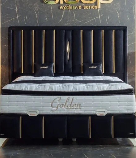 Pat Tapitat cu Catifea si Insertii Aurii, Antracit - model Golden - 1 | YEO