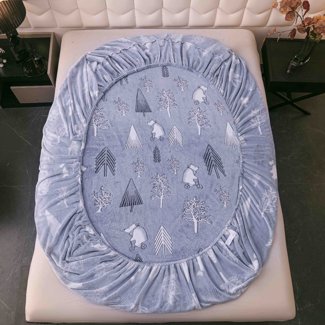 Cearsaf CoCoLiNo, JoJo Home, cu Elastic, 180x200x25cm, 2 fete de perne, 50x70cm, Bleu, brazi - 2 | YEO