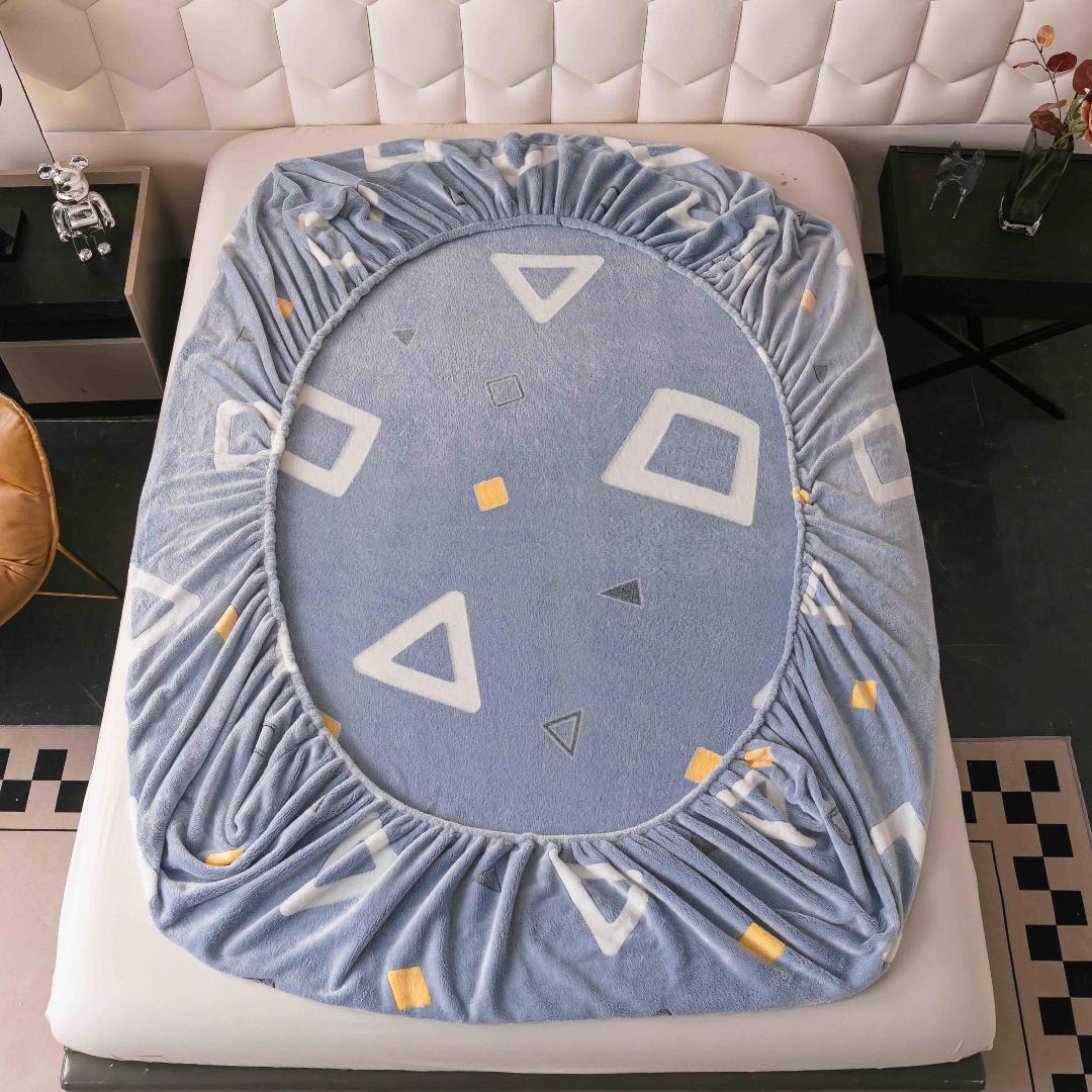 Cearsaf CoCoLiNo, JoJo Home, cu Elastic, 180x200x25cm, 2 fete de perne, 50x70cm, Bleu, forme geometrice - 2 | YEO