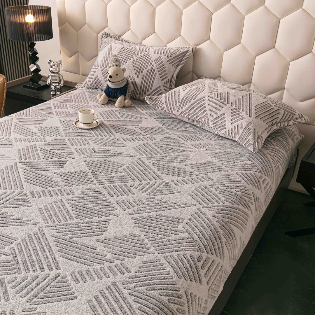 Cearsaf CoCoLiNo, JoJo Home, cu Elastic, 180x200x25cm, 2 fete de perne, 50x70cm, Gri, dungi - 1 | YEO