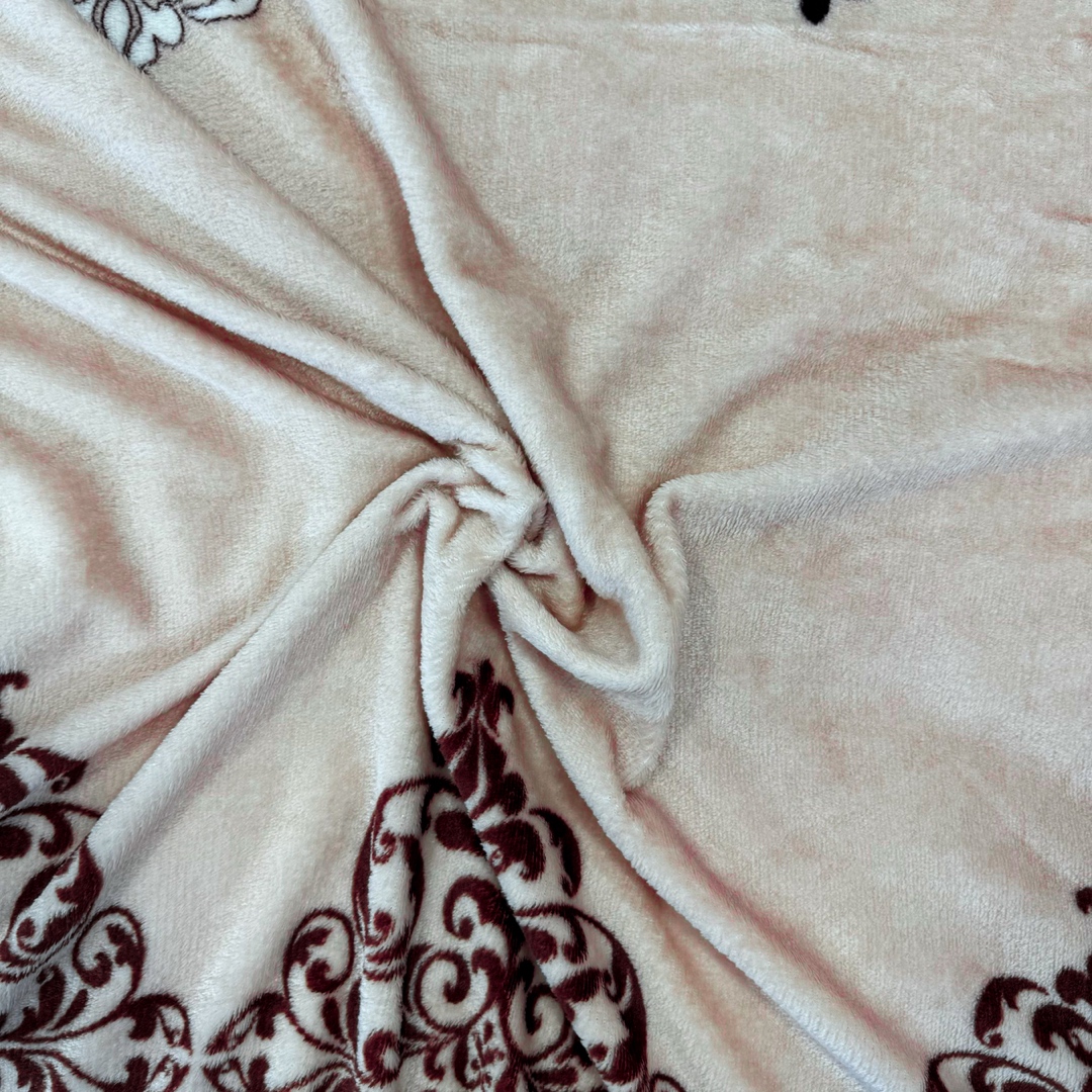 Patura pufoasa cocolino 200x230cm, 240g/mp, Crem, Maro, model royal - 2 | YEO