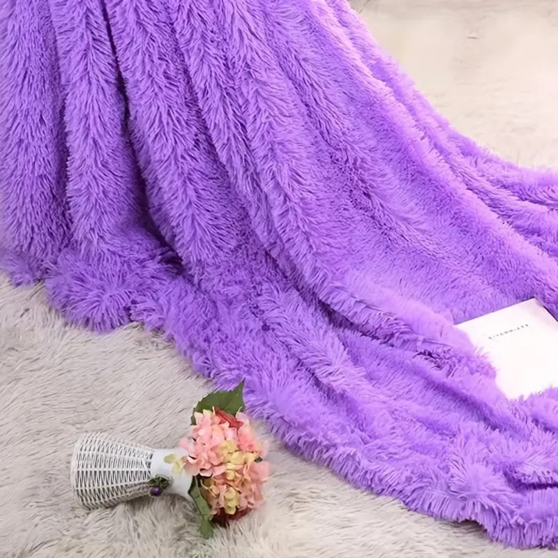 Patura Super Pufoasa CoCoLiNo, FLUFFY, cu blanita, 200x230cm, Lila - 1 | YEO