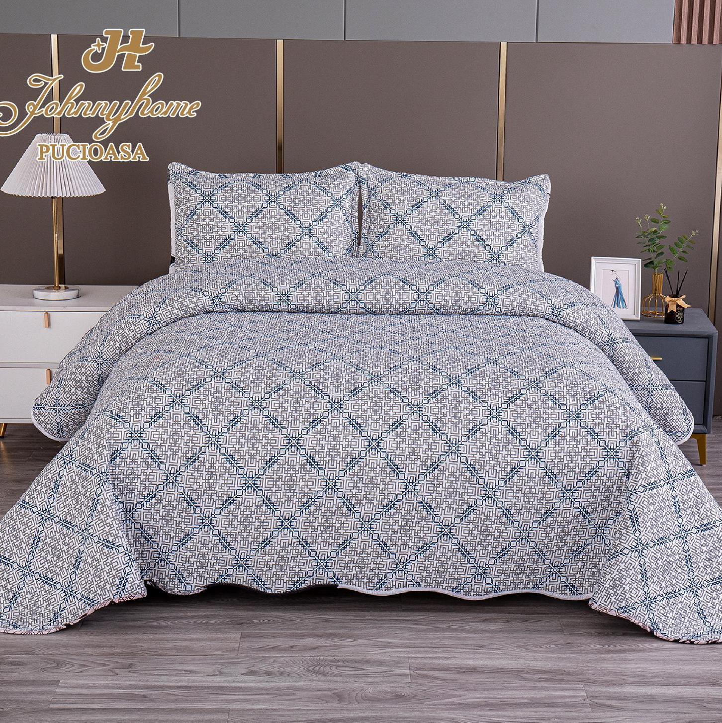 (OFERTA 3 la 199 Lei) Cuvertura pentru pat dublu cu 2 fete, matlasata,  Gri, model clasic - 1 | YEO