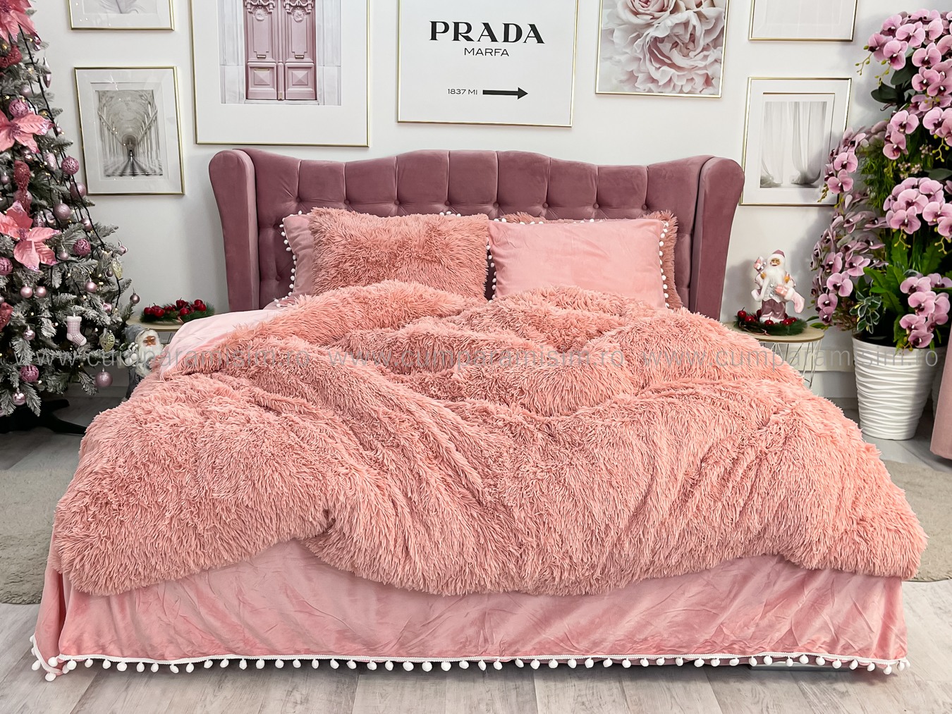 Lenjerie pat super pufoasa COCOLINO Fluffy cu ciucuri, 6 piese, ROZ - 1 | YEO