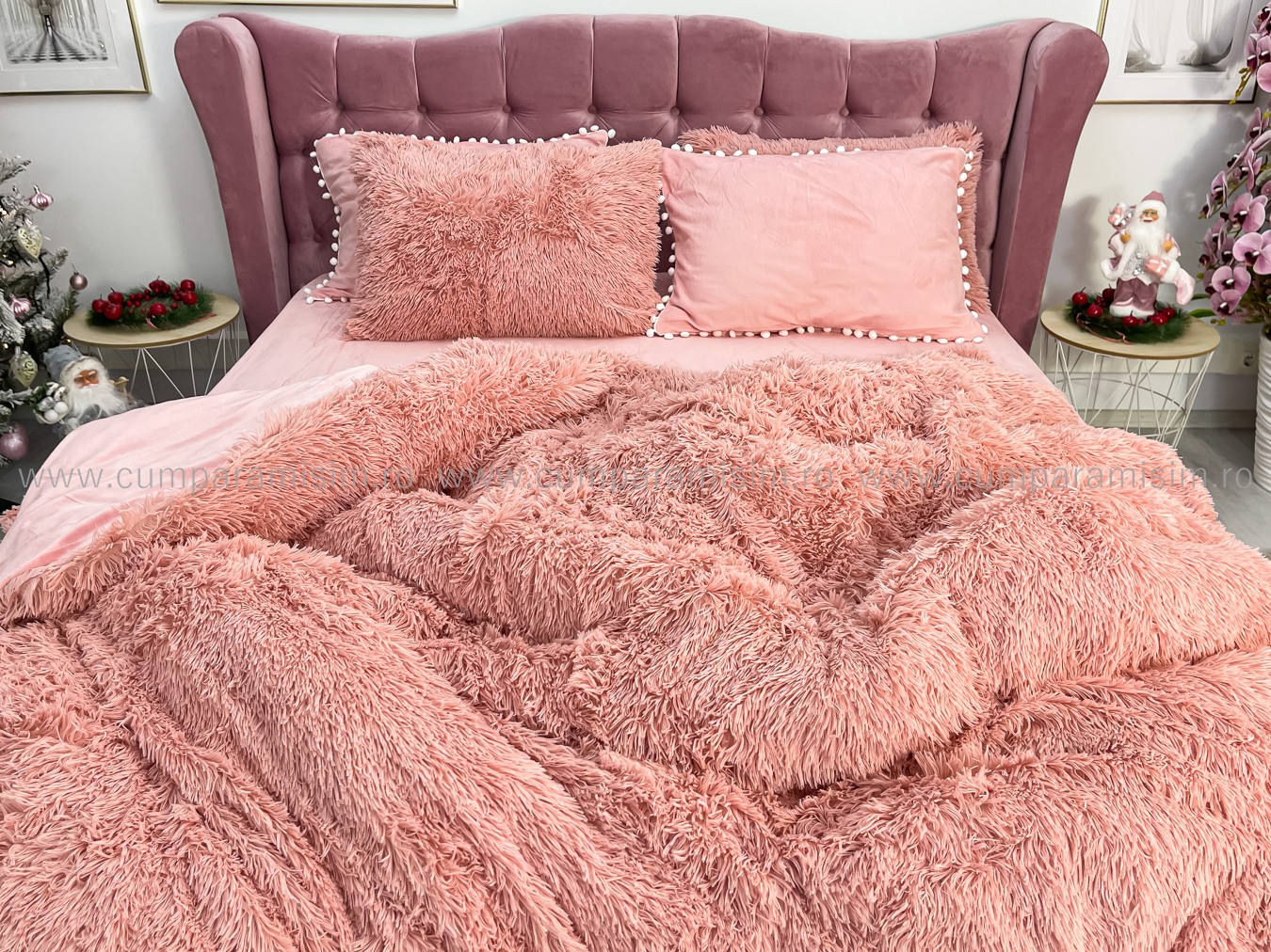 Lenjerie pat super pufoasa COCOLINO Fluffy cu ciucuri, 6 piese, ROZ - 2 | YEO