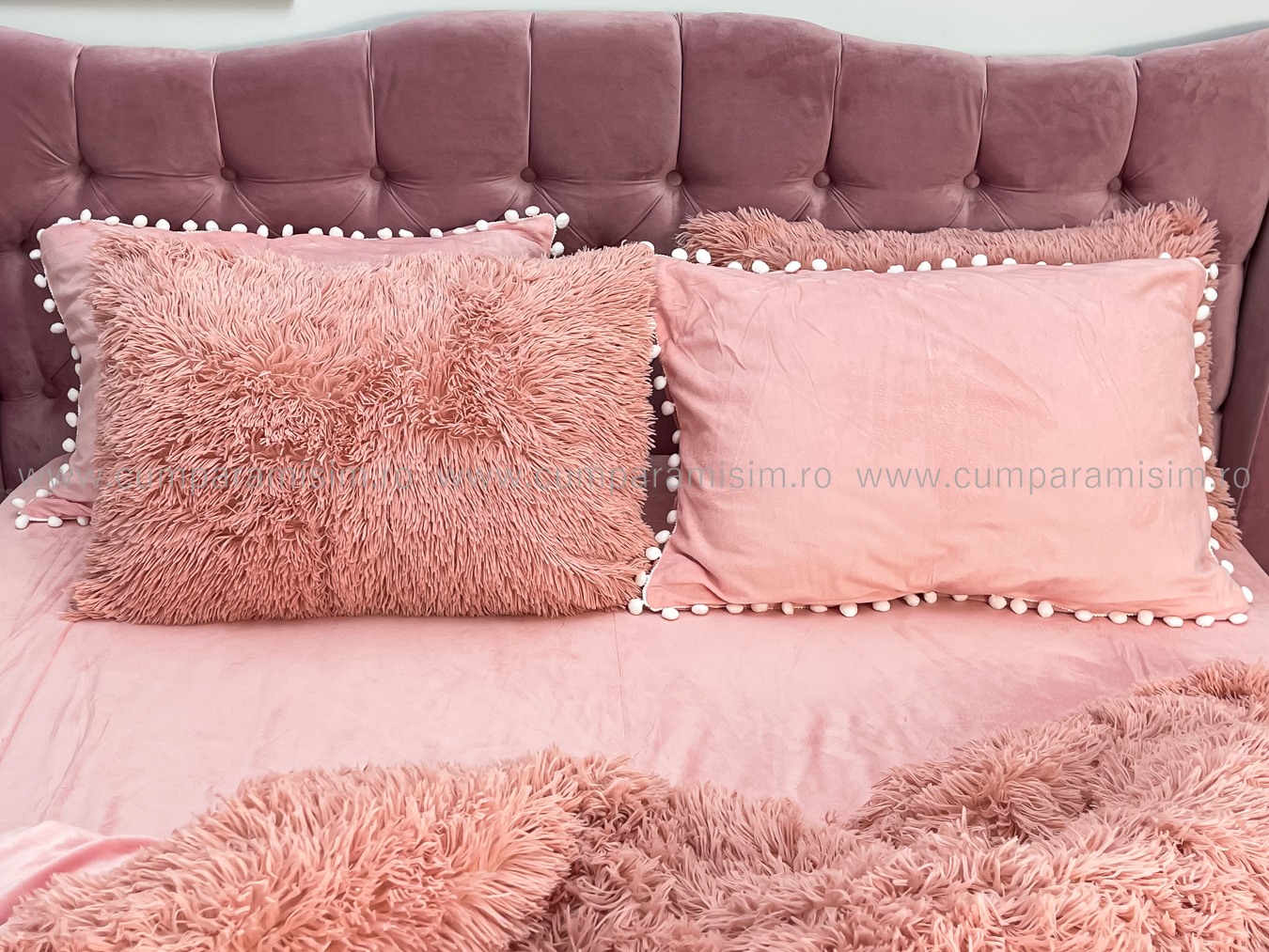 Lenjerie pat super pufoasa COCOLINO Fluffy cu ciucuri, 6 piese, ROZ - 3 | YEO