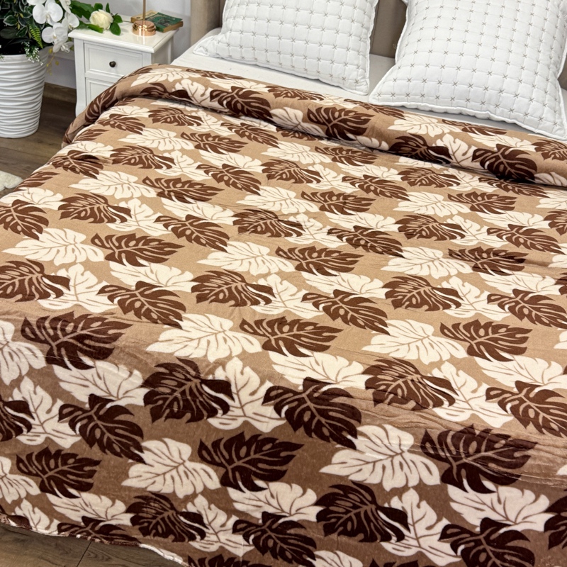 Patura pufoasa cocolino 200x230cm, 240g/mp, Bej, Maro, Frunze - 3 | YEO