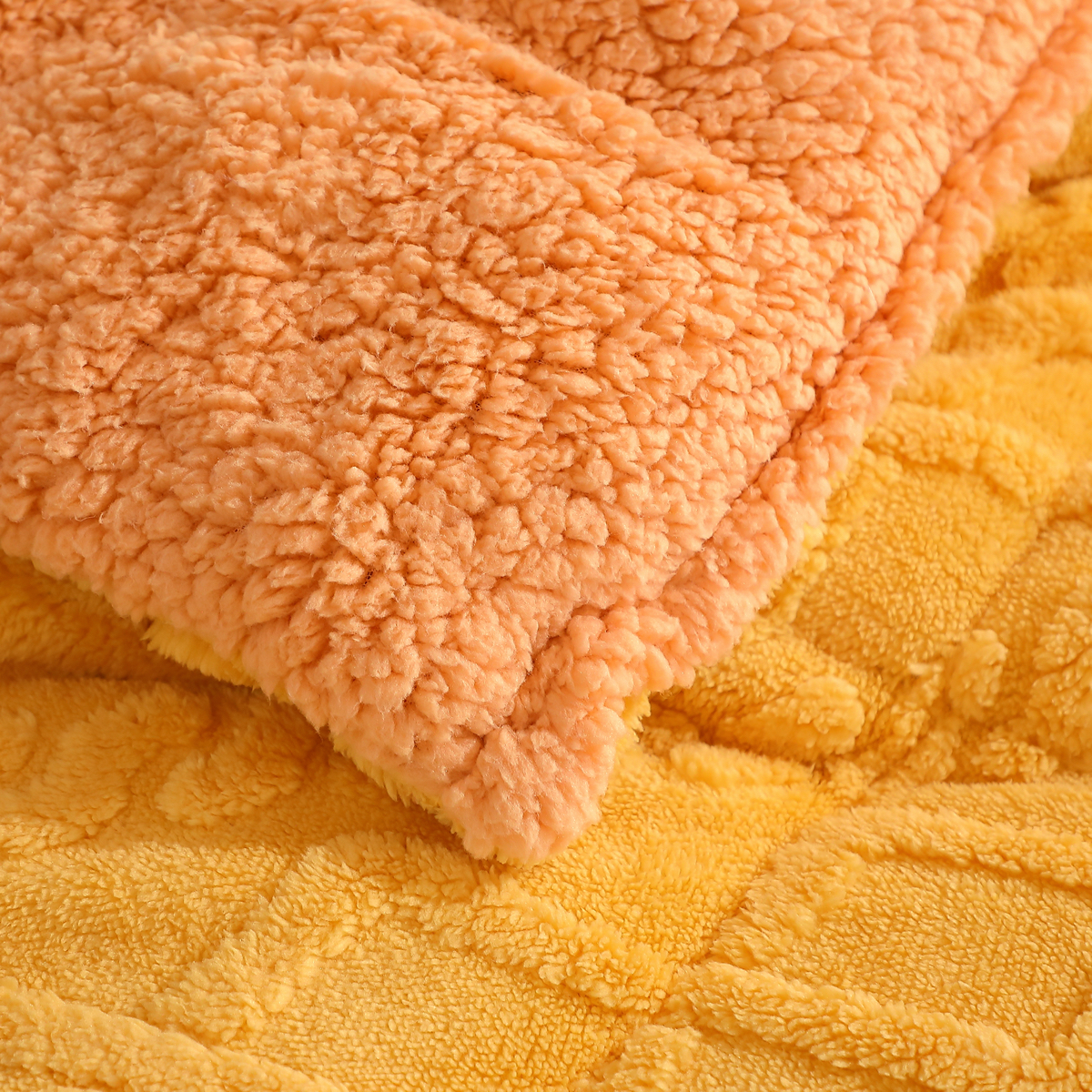 Pilota CoCoLiNo Sherpa tip Tricotaj cu blanita bej, matlasata, 200x230cm + 2 fete de perna 50x70cm, galben - 2 | YEO