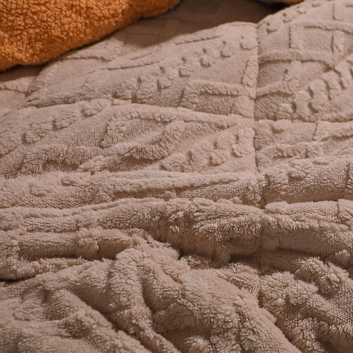 Pilota CoCoLiNo Sherpa tip Tricotaj cu blanita bej, matlasata, 200x230cm + 2 fete de perna 50x70cm, cappuccino - 3 | YEO