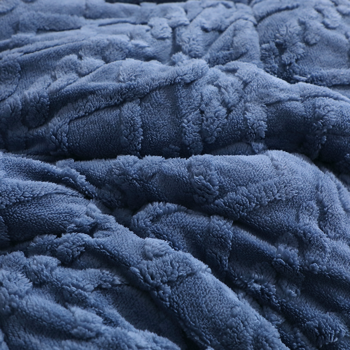 Pilota CoCoLiNo Sherpa tip Tricotaj cu blanita bej, matlasata, 200x230cm + 2 fete de perna 50x70cm, albastru - 2 | YEO