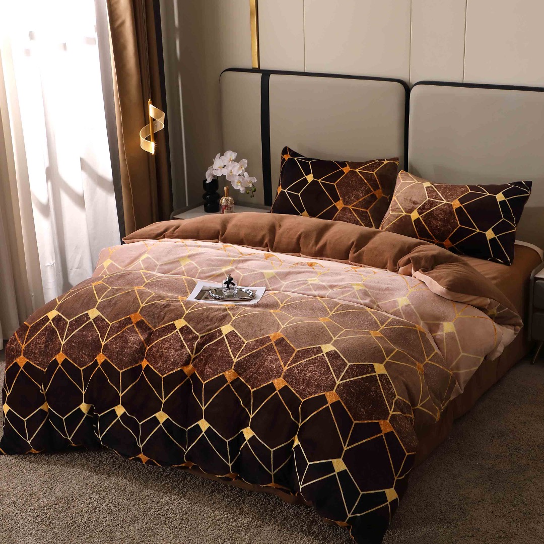Lenjerie pat dublu, Super Pufoasa COCOLINO, 4 piese, Maro, Forme Geometrice - 2 | YEO