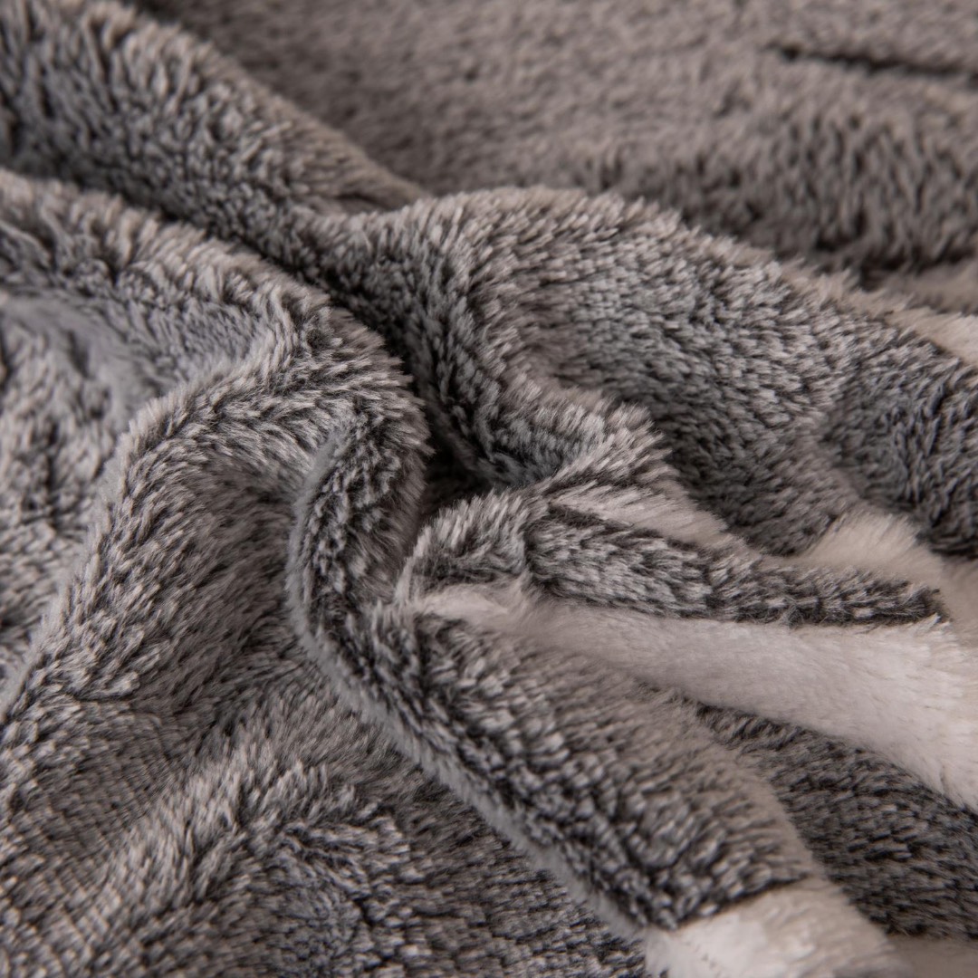 Lenjerie Pat 1 Persoana, Jojo Home, CoCoLiNo (Fleece), 4 piese, Gri, Frunze - 3 | YEO