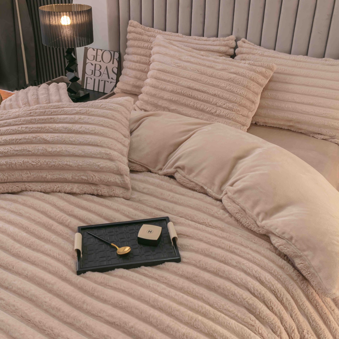Lenjerie Deluxe, Jojo Home, 4 Piese, Blanita Shorthair si CoCoLiNo, cu Elastic Perimetral, Bej - 2 | YEO