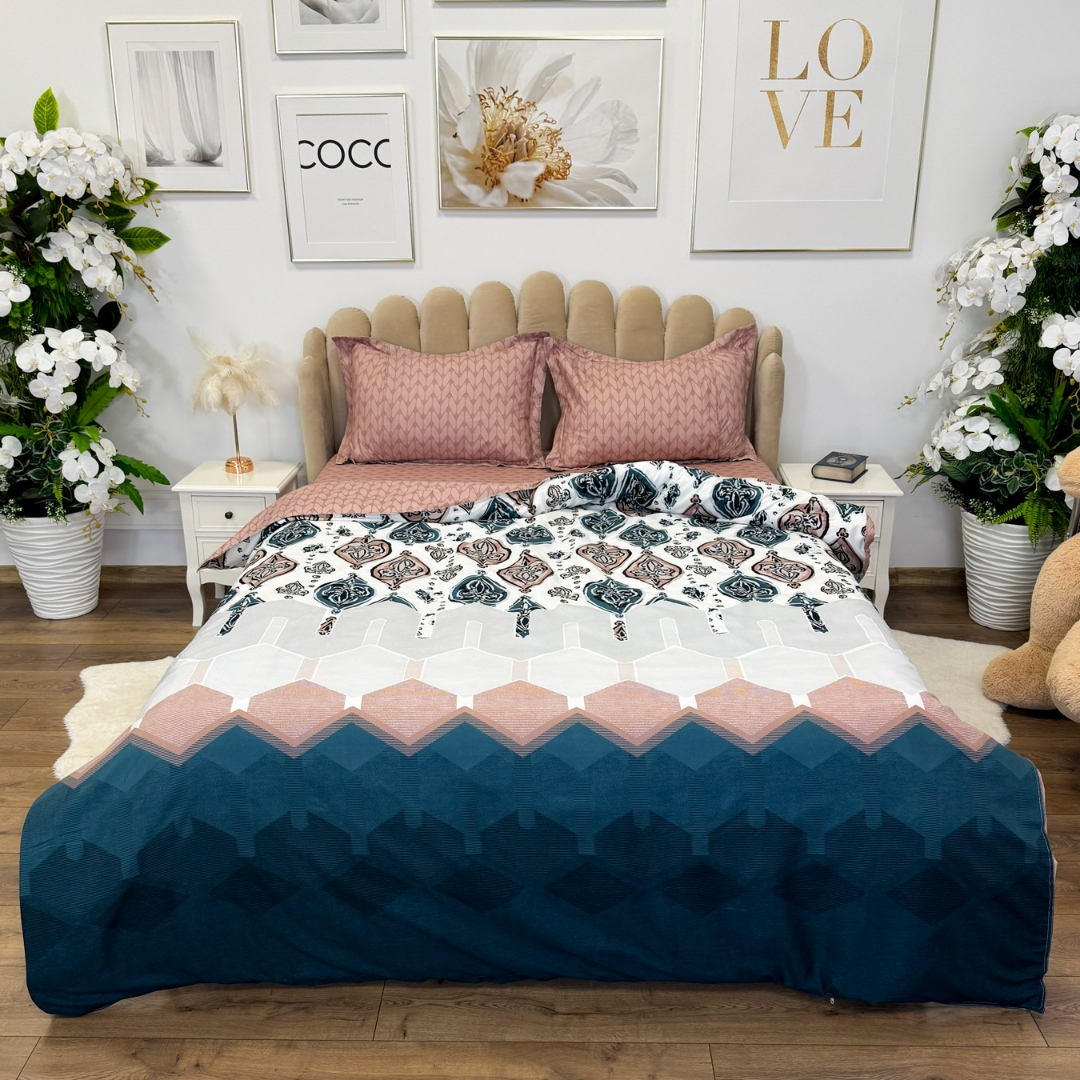 Poze (OFERTA 3 la 199 Lei) Lenjerie pat dublu cu doua feţe, 4 piese, Finet Soft, Turquoise, model elegant cumparamisim.ro