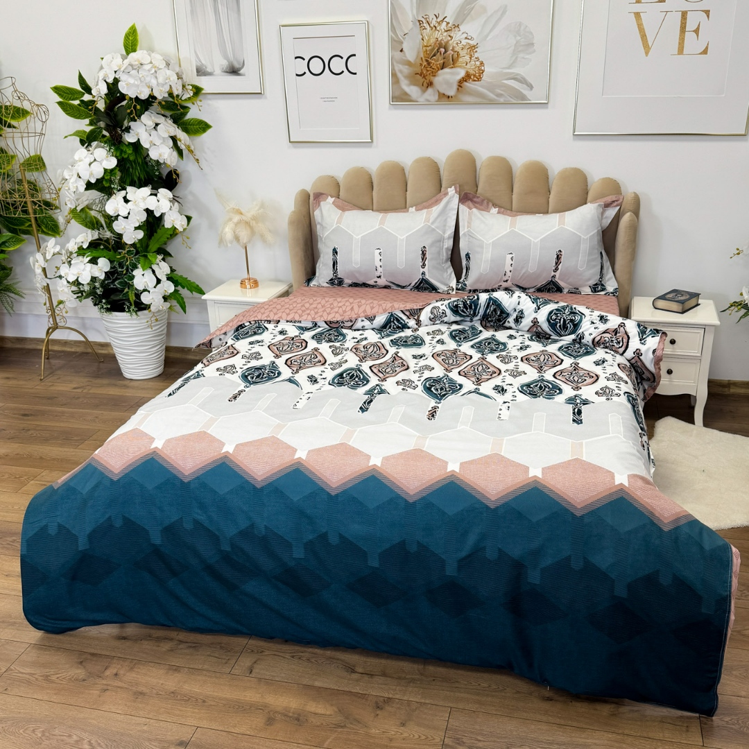 Poze (OFERTA 3 la 199 Lei) Lenjerie pat dublu cu doua feţe, 4 piese, Finet Soft, Turquoise, model elegant cumparamisim.ro