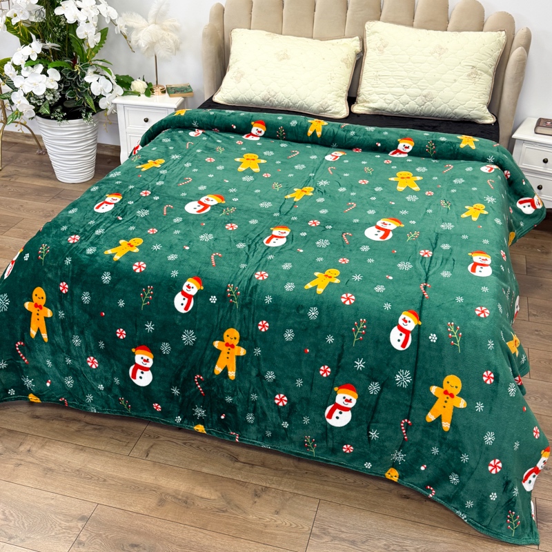 Patura pufoasa cocolino 200x230cm, 240g/mp, Verde, Decoratiuni de Craciun - 1 | YEO