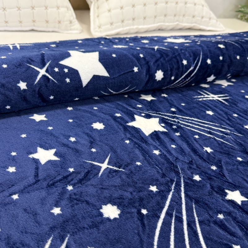 Patura pufoasa cocolino 200x230cm, 240g/mp, Albastru, Ploaie de stele - 4 | YEO