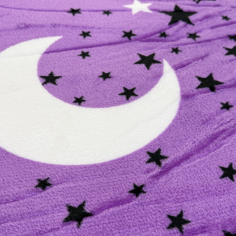 Patura pufoasa cocolino 200x230cm, 240g/mp, Lila, Stelute si Luna - 3 | YEO