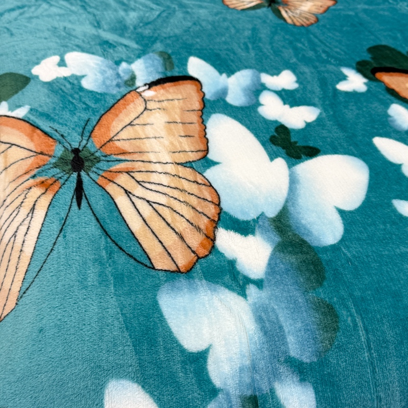 Patura pufoasa cocolino 200x230cm, 240g/mp, Turquoise, Fluturi - 2 | YEO