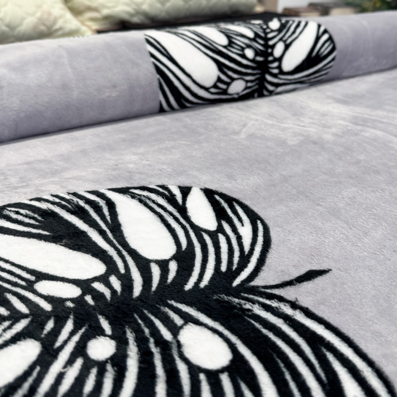 Patura pufoasa cocolino 200x230cm, 240g/mp, Gri, Frunze - 3 | YEO