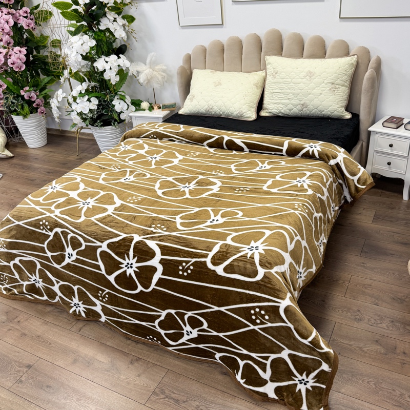 Patura pufoasa cocolino 200x230cm, 240g/mp, Maroniu, Flori - 1 | YEO