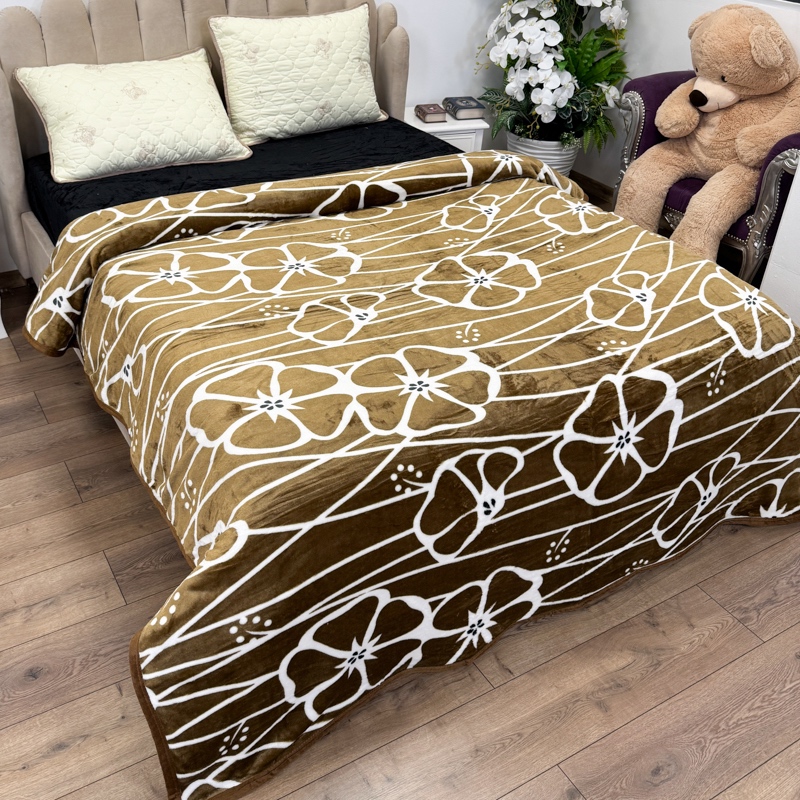 Patura pufoasa cocolino 200x230cm, 240g/mp, Maroniu, Flori - 2 | YEO
