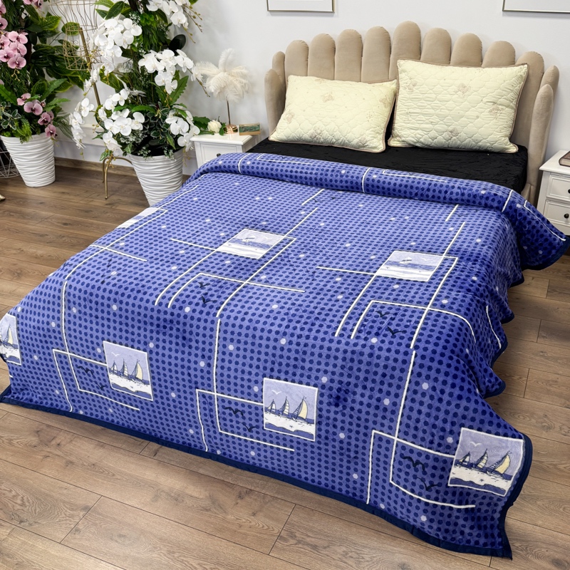 Patura pufoasa cocolino 200x230cm, 240g/mp, Albastru, Barci - 1 | YEO