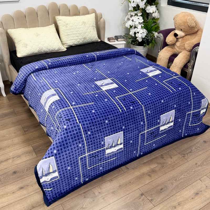 Patura pufoasa cocolino 200x230cm, 240g/mp, Albastru, Barci - 2 | YEO