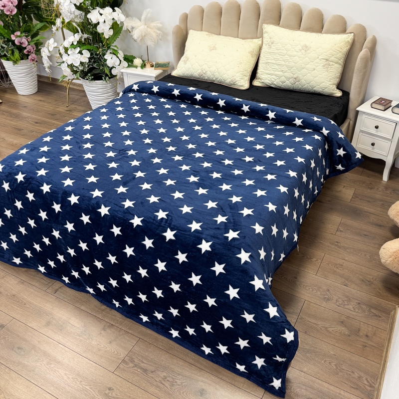 Patura pufoasa cocolino 200x230cm, 240g/mp, Bleumarin, Stelute - 2 | YEO