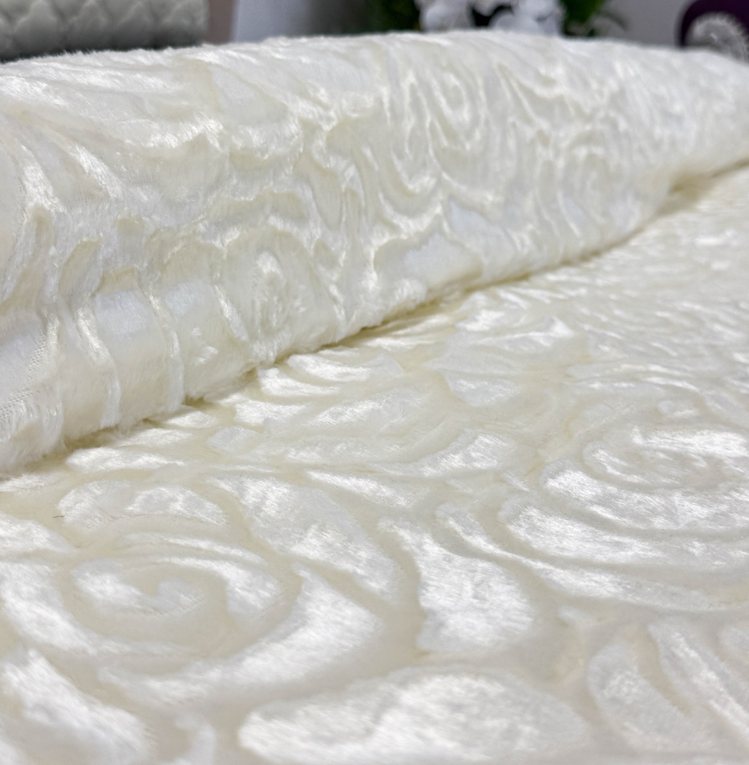 Patura Premium, Blanita Artificiala Fina, 200x230cm, Ivoire, Roses - 4 | YEO