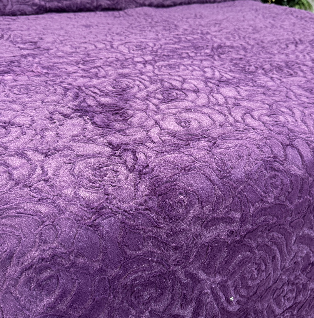 Patura Premium, Blanita Artificiala Fina, 200x230cm, Mov, Roses - 3 | YEO