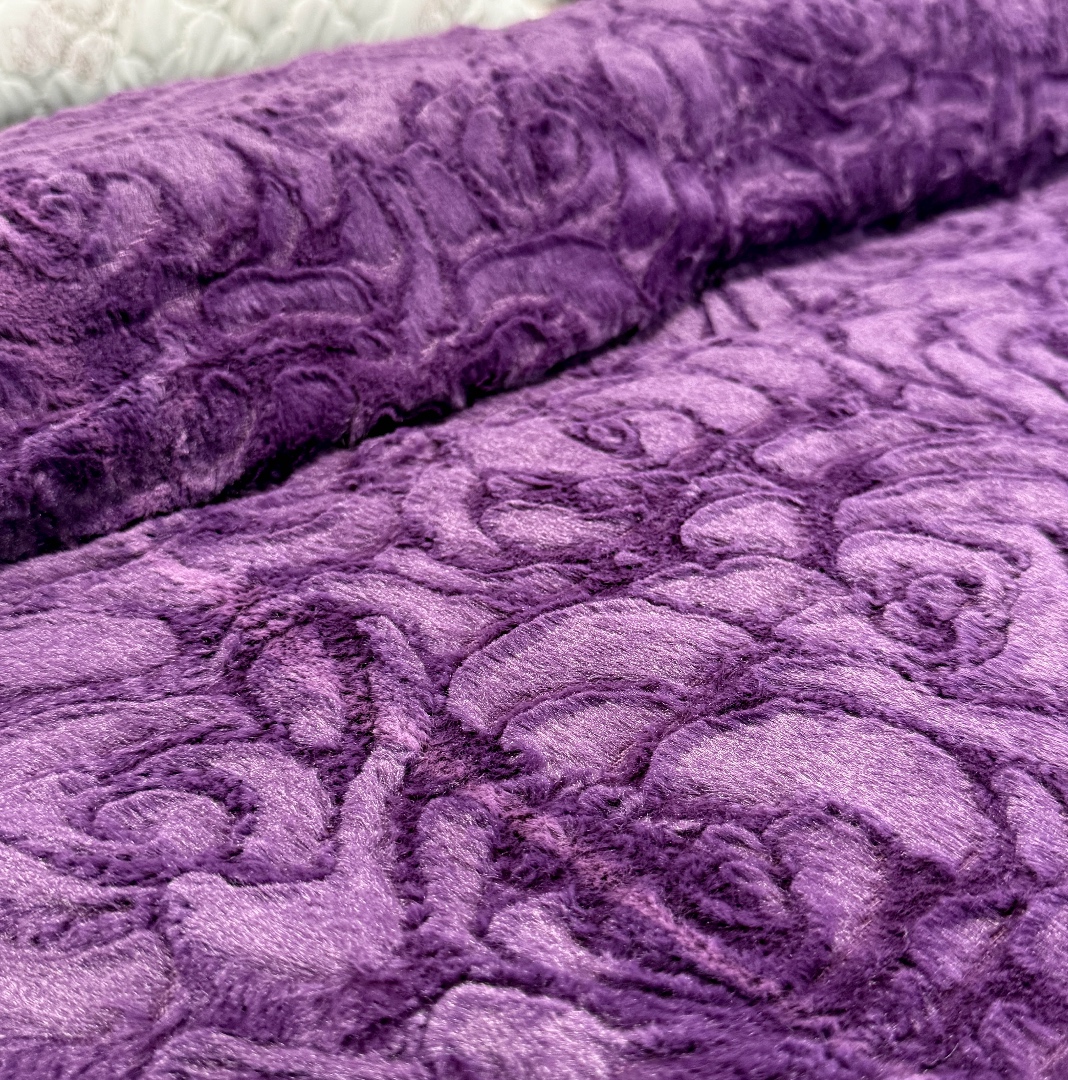 Patura Premium, Blanita Artificiala Fina, 200x230cm, Mov, Roses - 4 | YEO