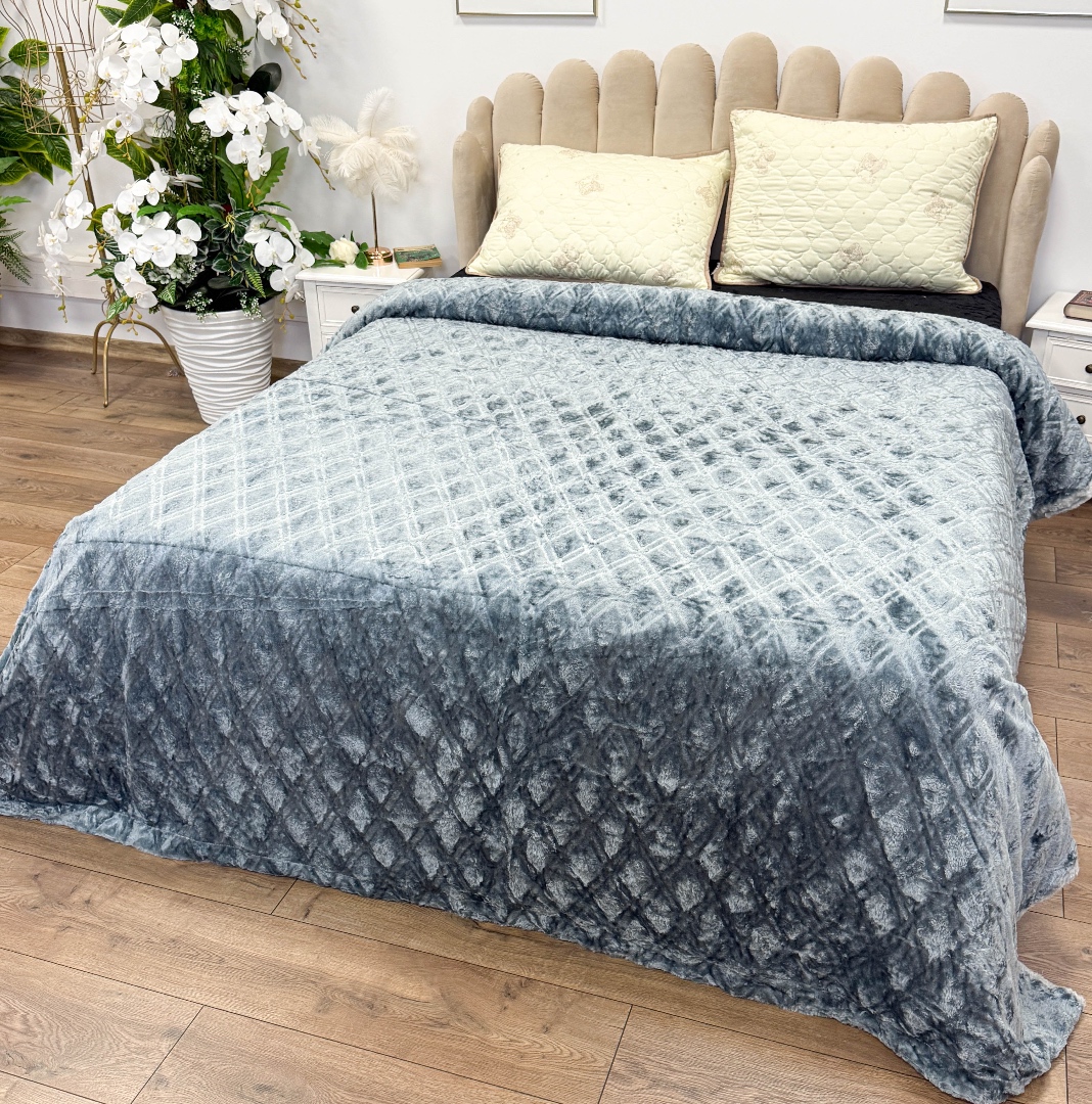 Patura Premium, Blanita Artificiala Fina, 200x230cm, Gri, Romburi - 1 | YEO
