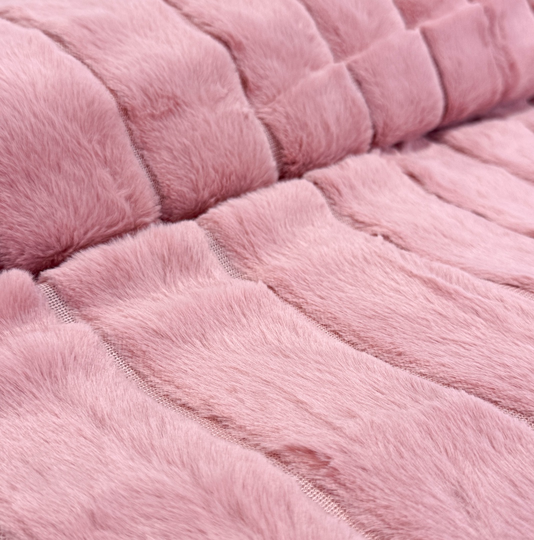 Patura Premium, Blanita Artificiala Fina, 200x230cm, Roz, Dungi - 4 | YEO
