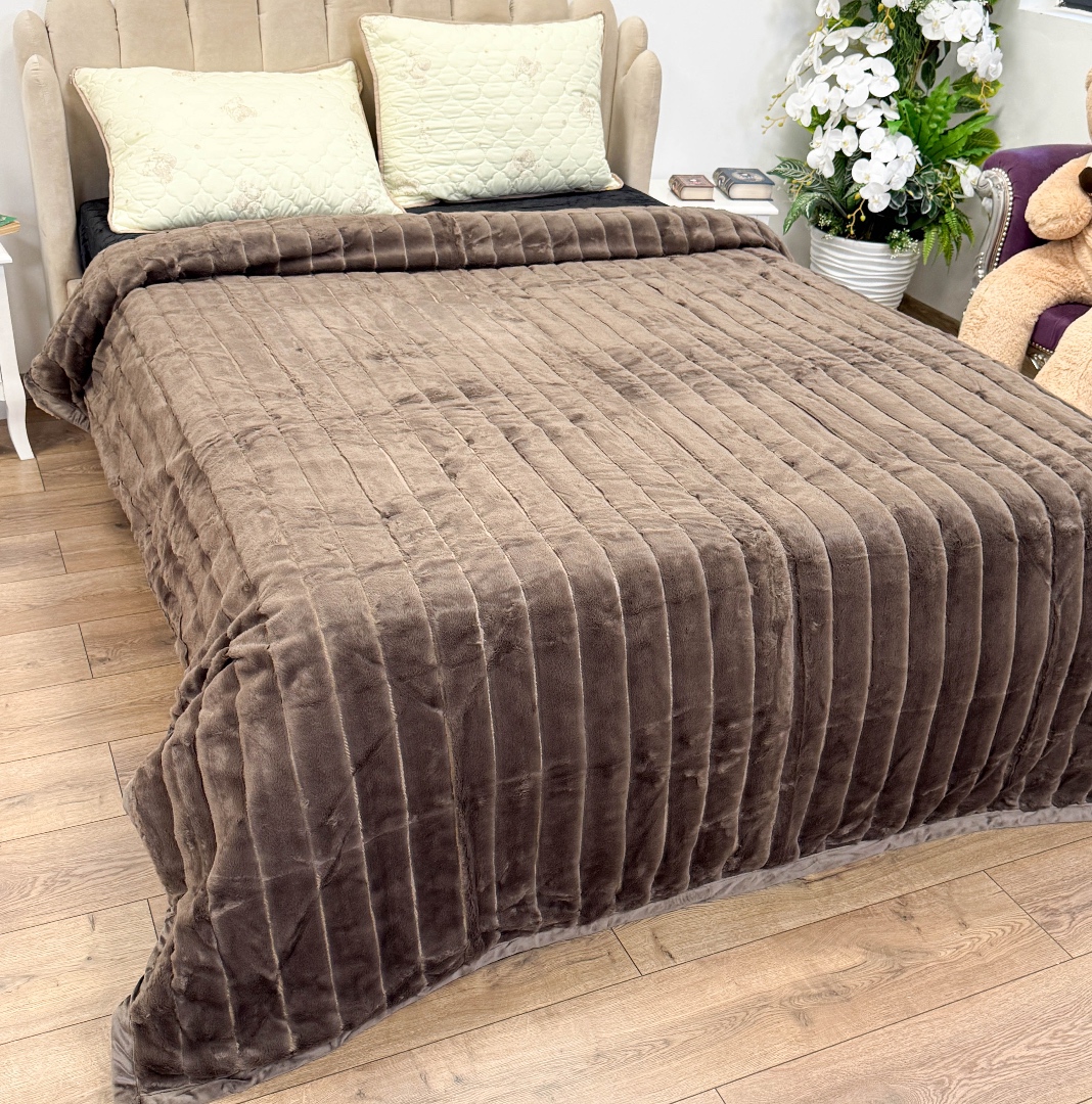 Patura Premium, Blanita Artificiala Fina, 200x230cm, Maro, Dungi - 2 | YEO