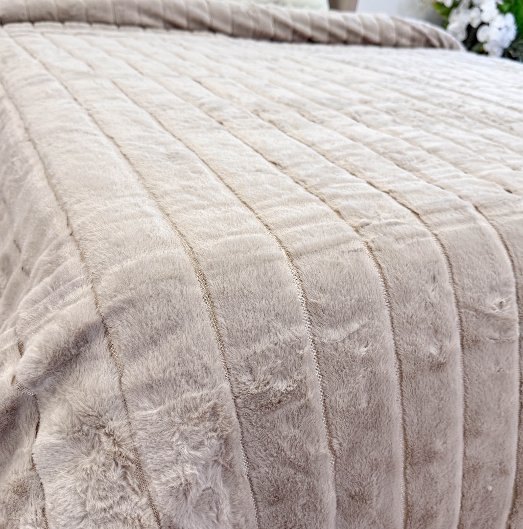 Patura Premium, Blanita Artificiala Fina, 200x230cm, Grej, Dungi - 3 | YEO
