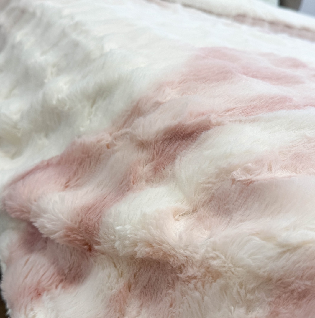 Patura Cocolino cu Blanita Sherpa 200x230cm, model cu Blanita Wave, Alb, Roz - 4 | YEO