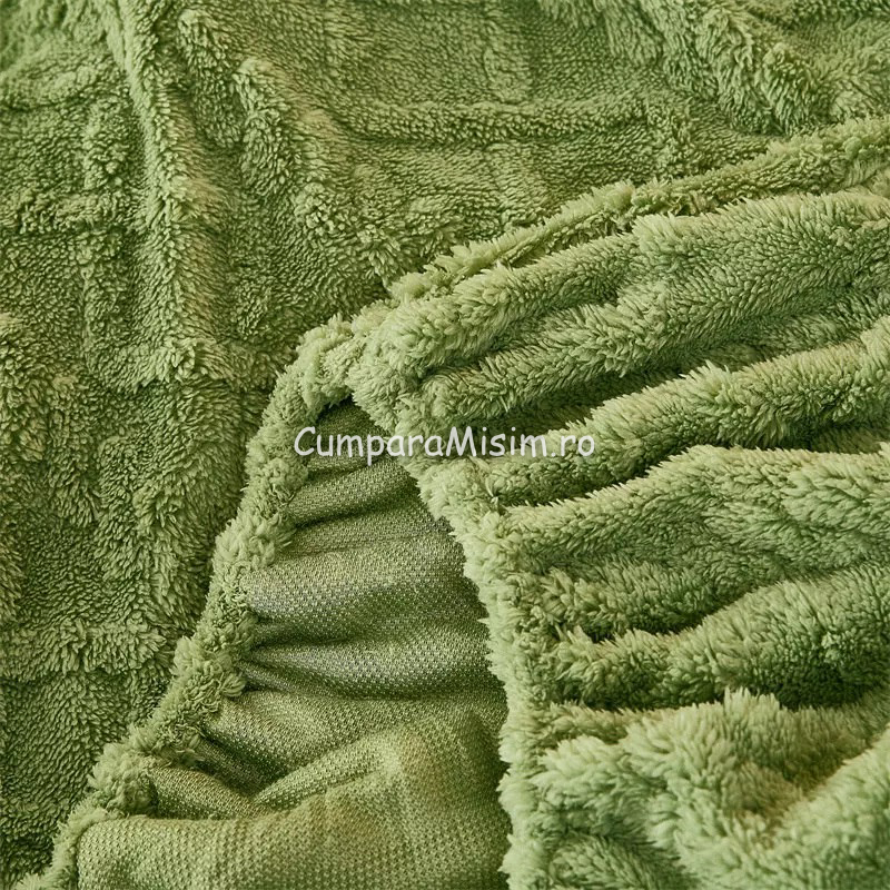 Cearsaf cu elastic COCOLINO, 180x200x25cm, 2 fete de perne, Jojo Home, model Tricotat, Verde - 2 | YEO